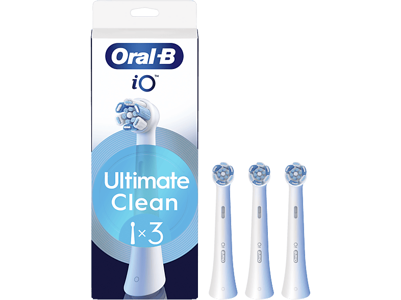 Recambio para cepillo dental - Oral-B iO Ultimate Clean, Pack de 3 unidades, Blanco