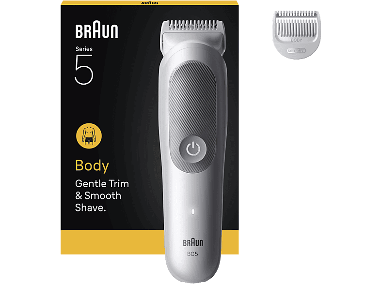 Afeitadora corporal - Braun BodyGroomer Series 5 BG5500, +1 accesorios de rasurado, Afeita Y Recorta, Wet&Dry, Gris