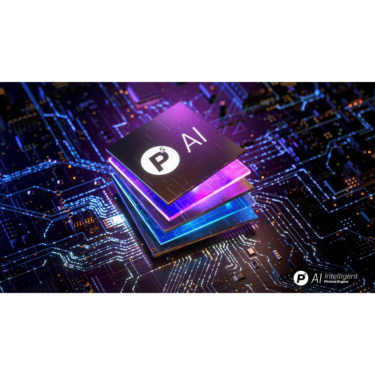 Een 3D-weergave van een meerlagige AI-chip.