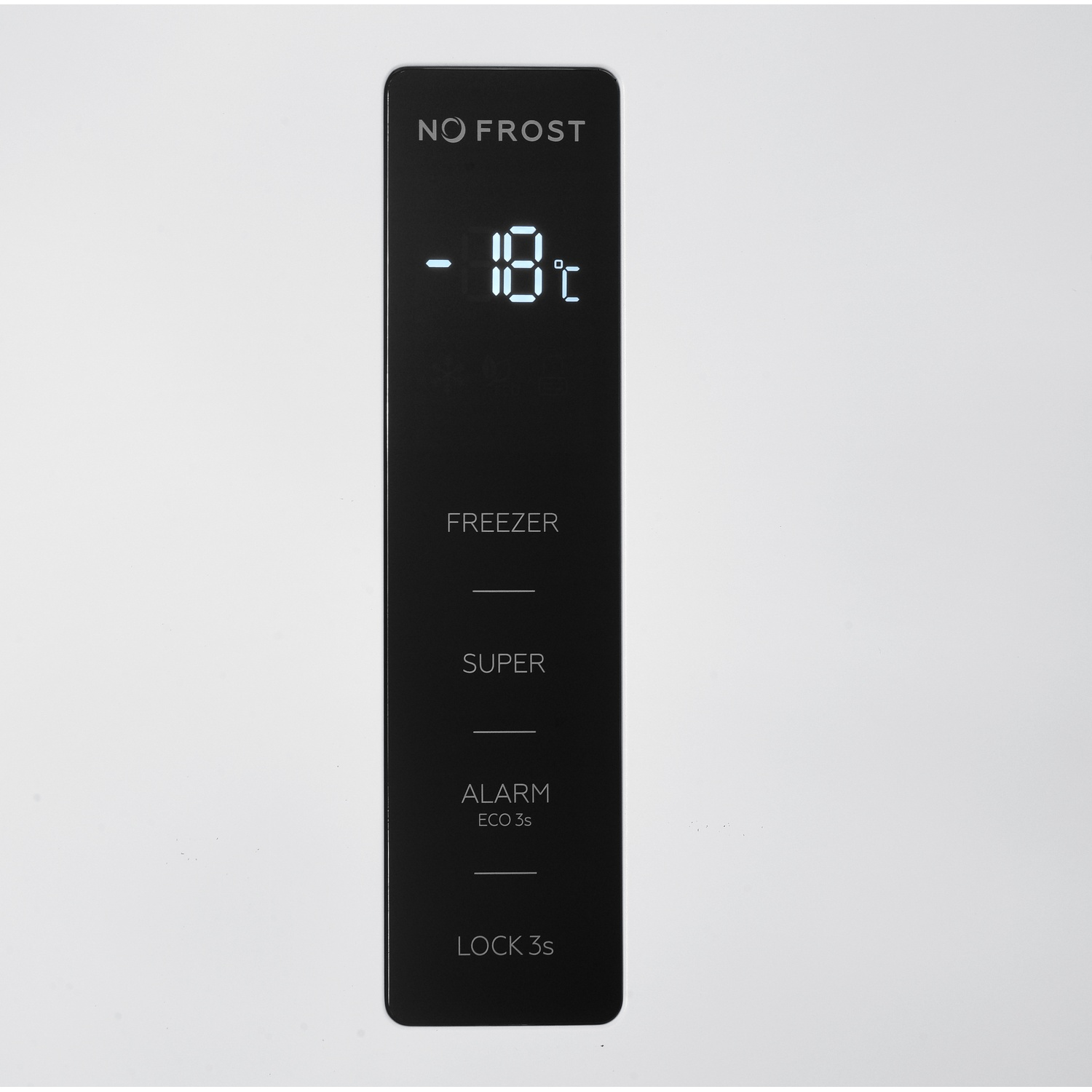 A close-up of a refrigerator's control panel displaying a temperature of -18°C.