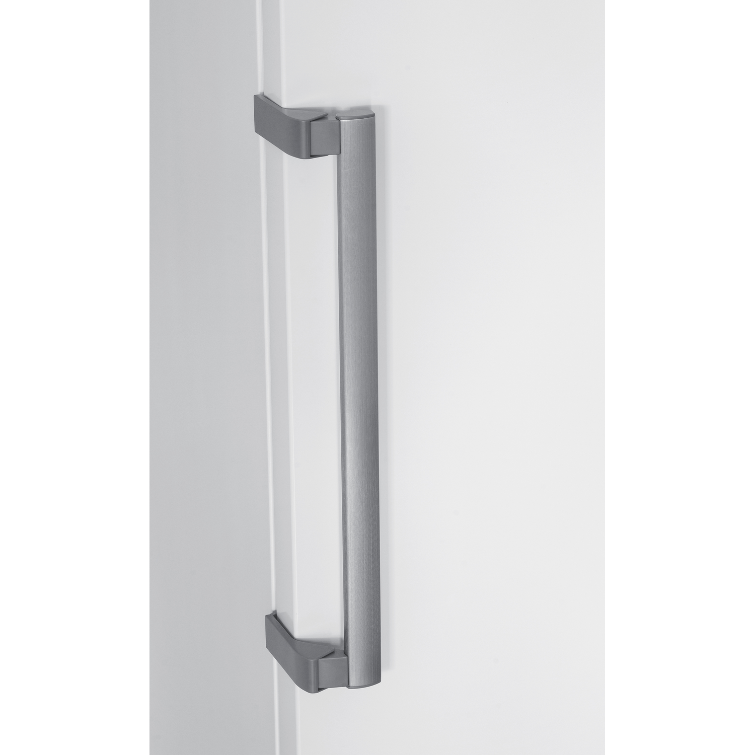 Close-up of a silver refrigerator handle.