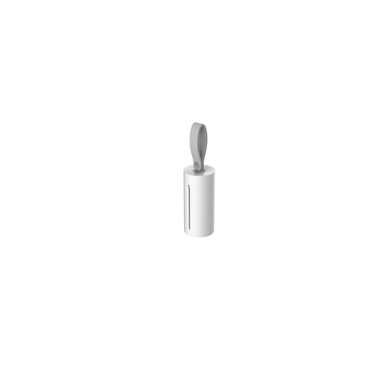 Tube blanc avec une poignée grise. Fond noir.