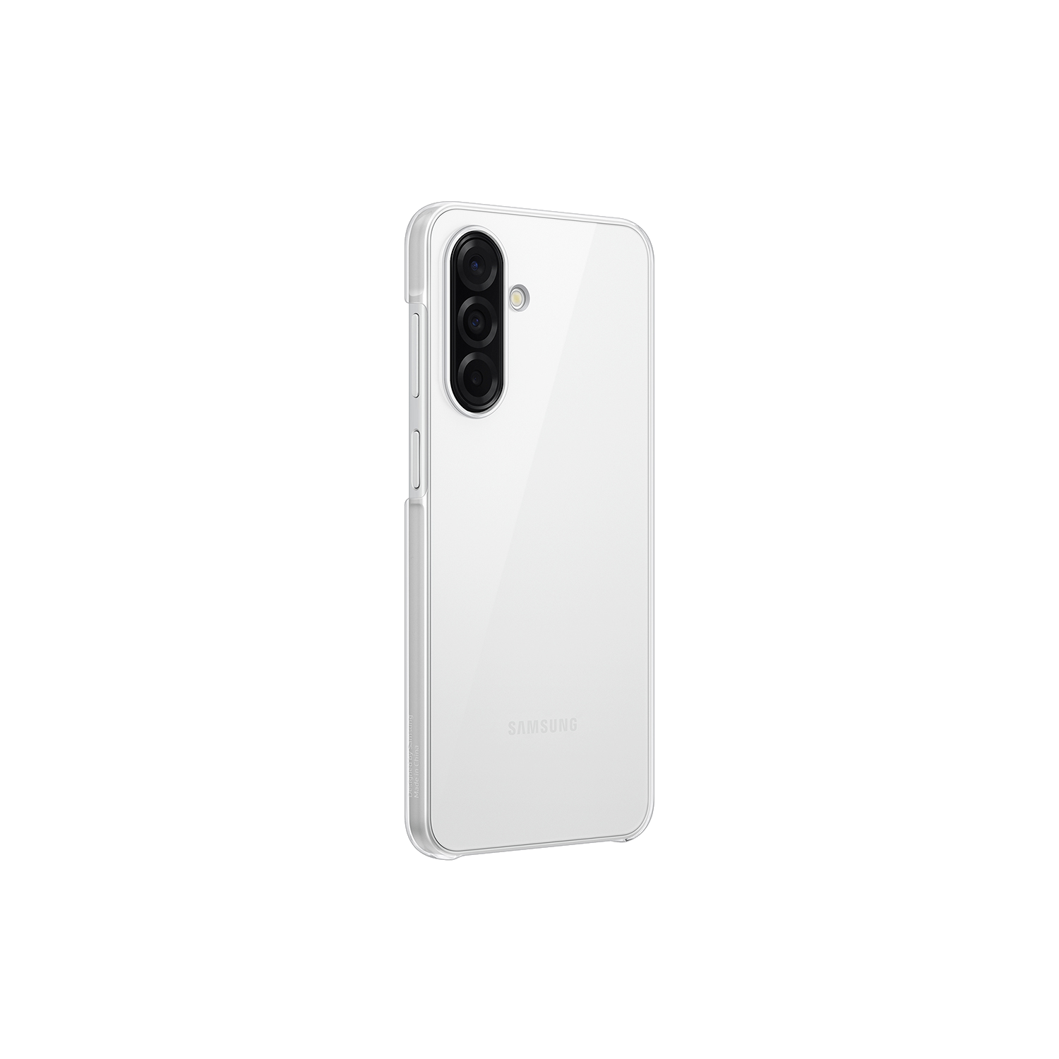 Teléfono blanco desde atrás, mostrando la cámara y el diseño sobre fondo negro.