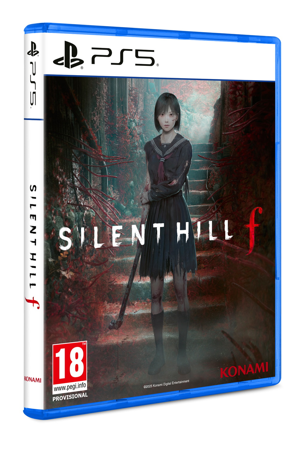 Caja del juego PS5 de Silent Hill f, con personaje femenino con una tubería.