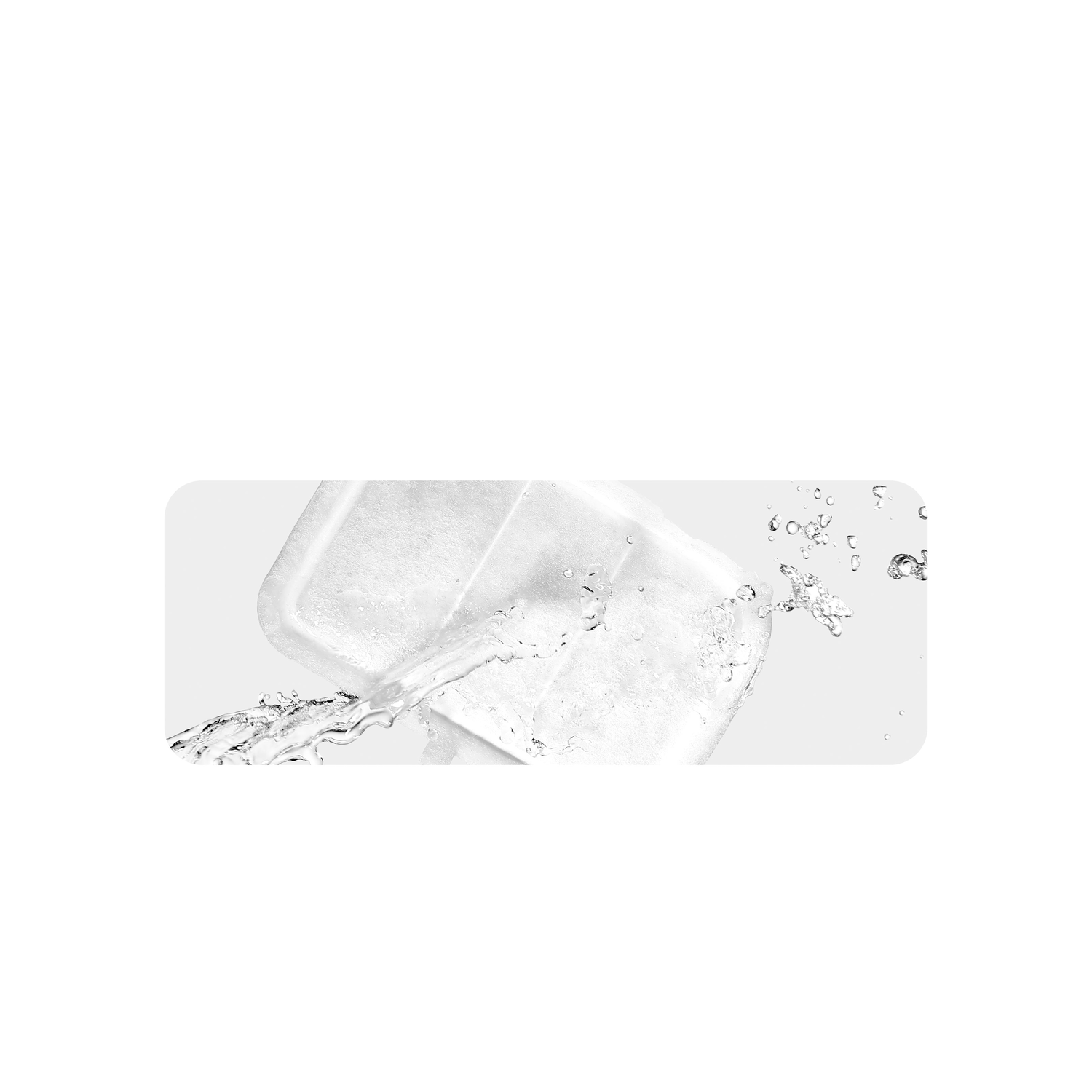 Water pouring from a white container. The background is a white gradient.