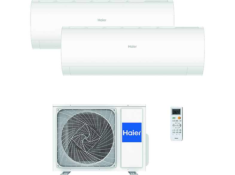 Aire acondicionado Split 2 x 1 - Haier Perla Premium, 3095 fg/h, Inverter, Wi-Fi, Blanco