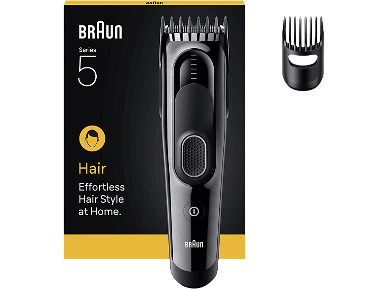 Cortapelos - Braun Series 5 HC5510, Memoria SafetyLock, 9 ajustes de longitud, 1 peine, 50 min autonomía , Negro