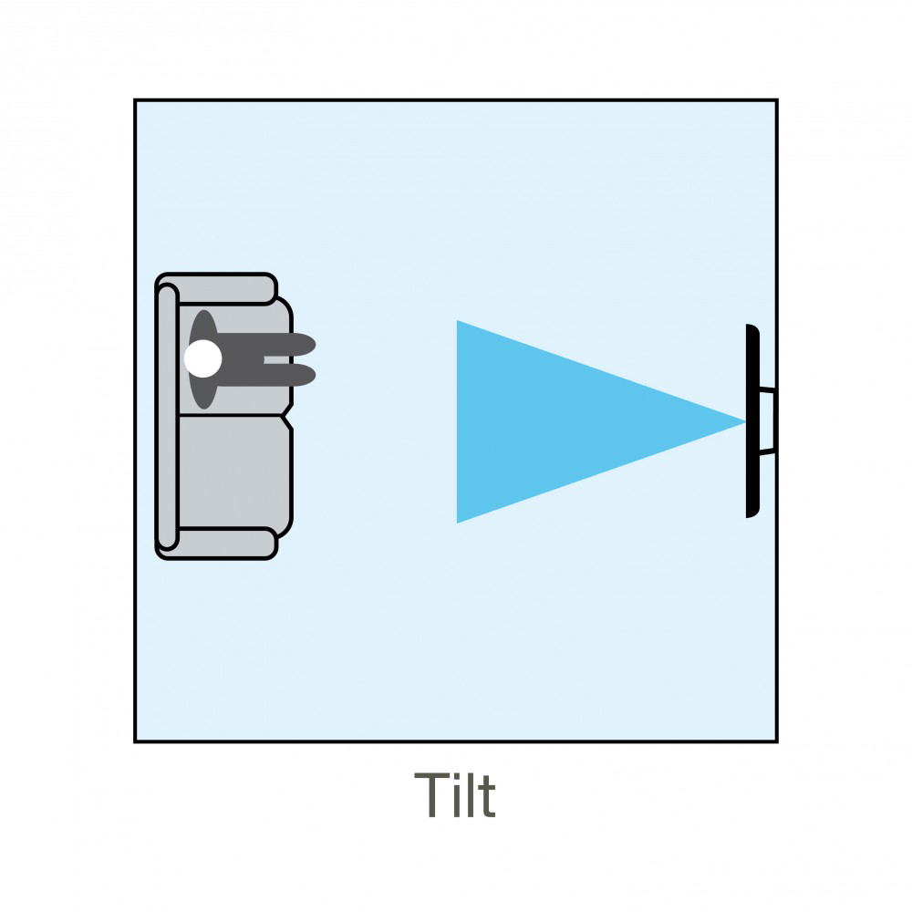 Egy diagram, amely egy személyt ábrázol egy kanapén és egy képernyőn, 'Tilt' felirattal.
