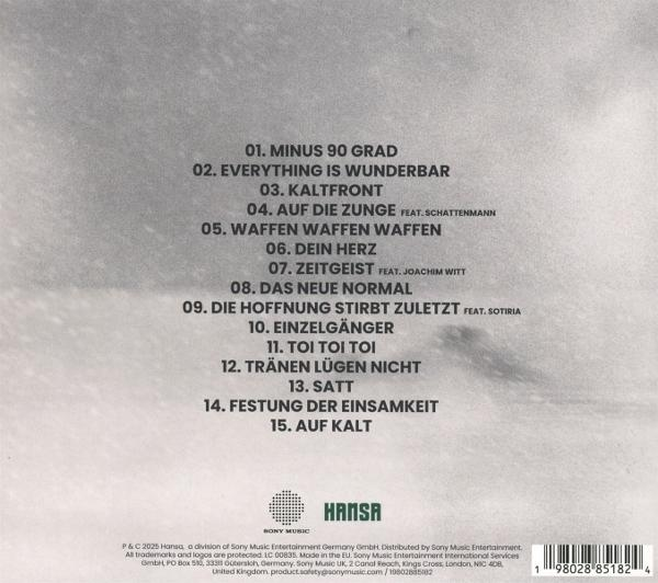 Rückseite einer CD-Hülle mit Titelliste und Logo: HANSA, SONY MUSIC.