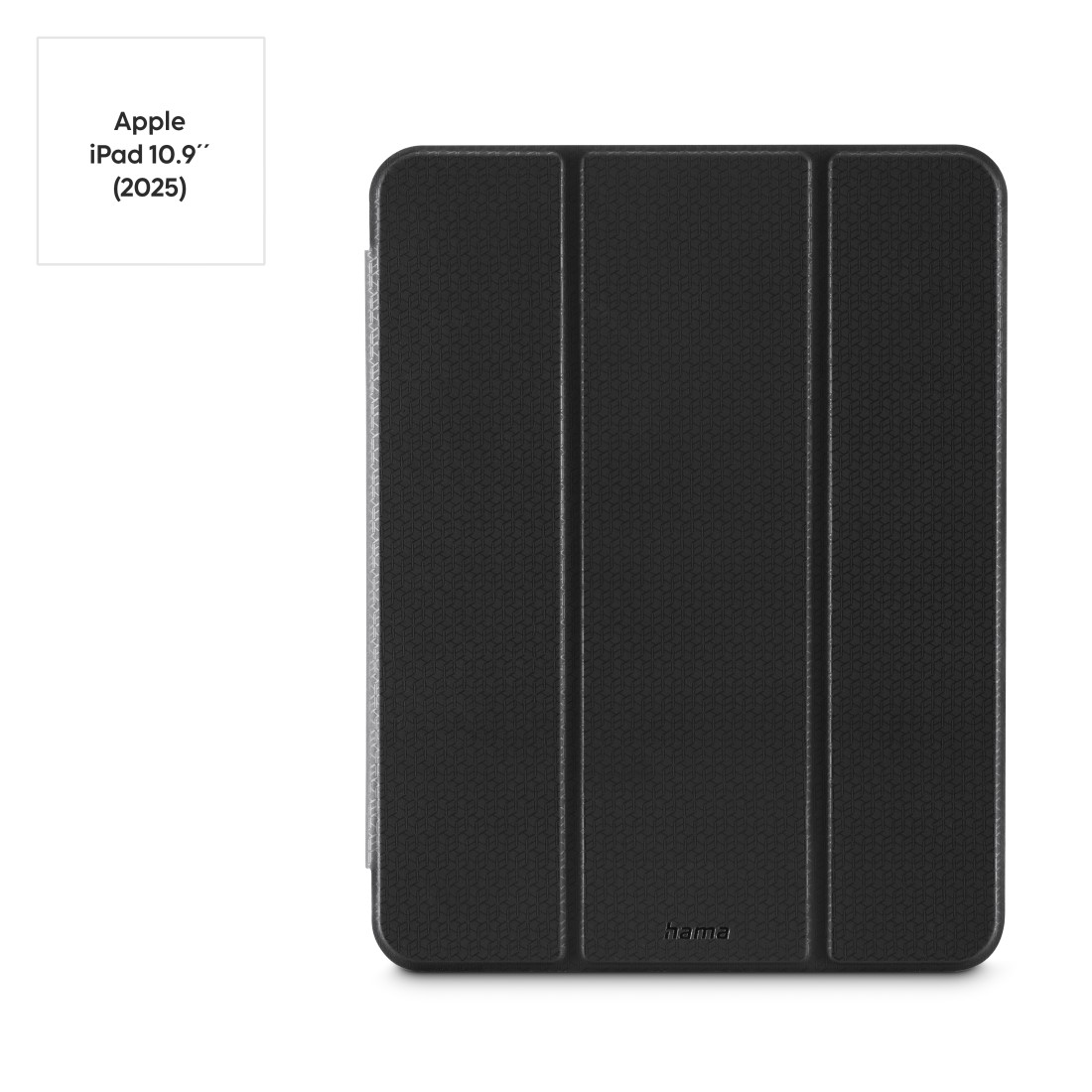 Schwarze iPad-Hülle mit Text: Apple iPad 10.9 (2025).