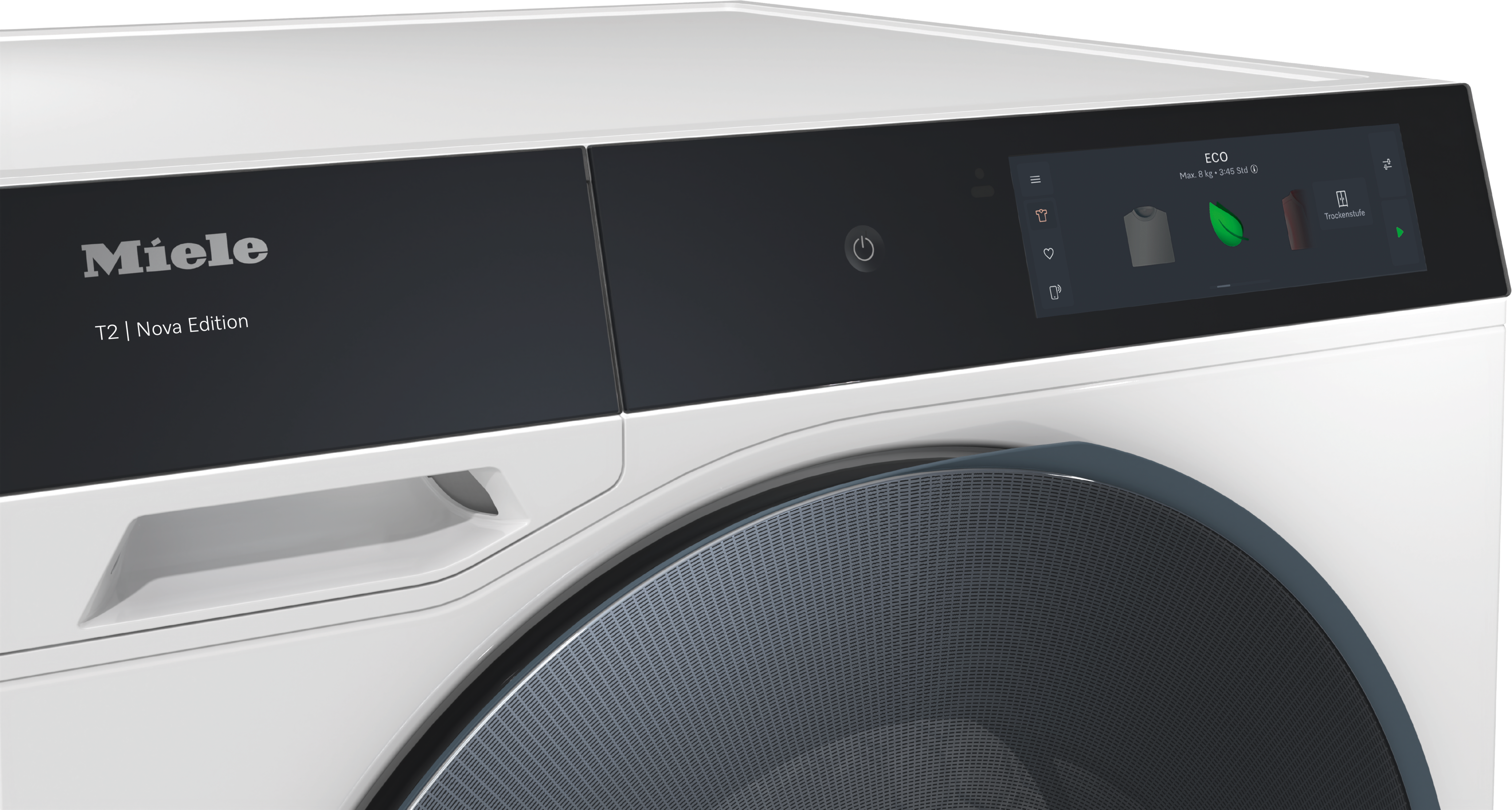 Energielabel für eine Miele Waschmaschine, das die Energieeffizienz zeigt.