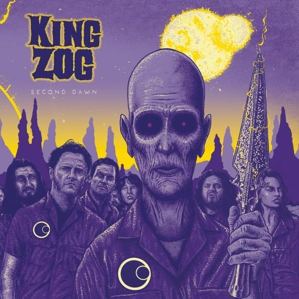 Album borító: "KING ZOG", a kép egy kopasz, lila bőrű férfiról készült, piros szemekkel.