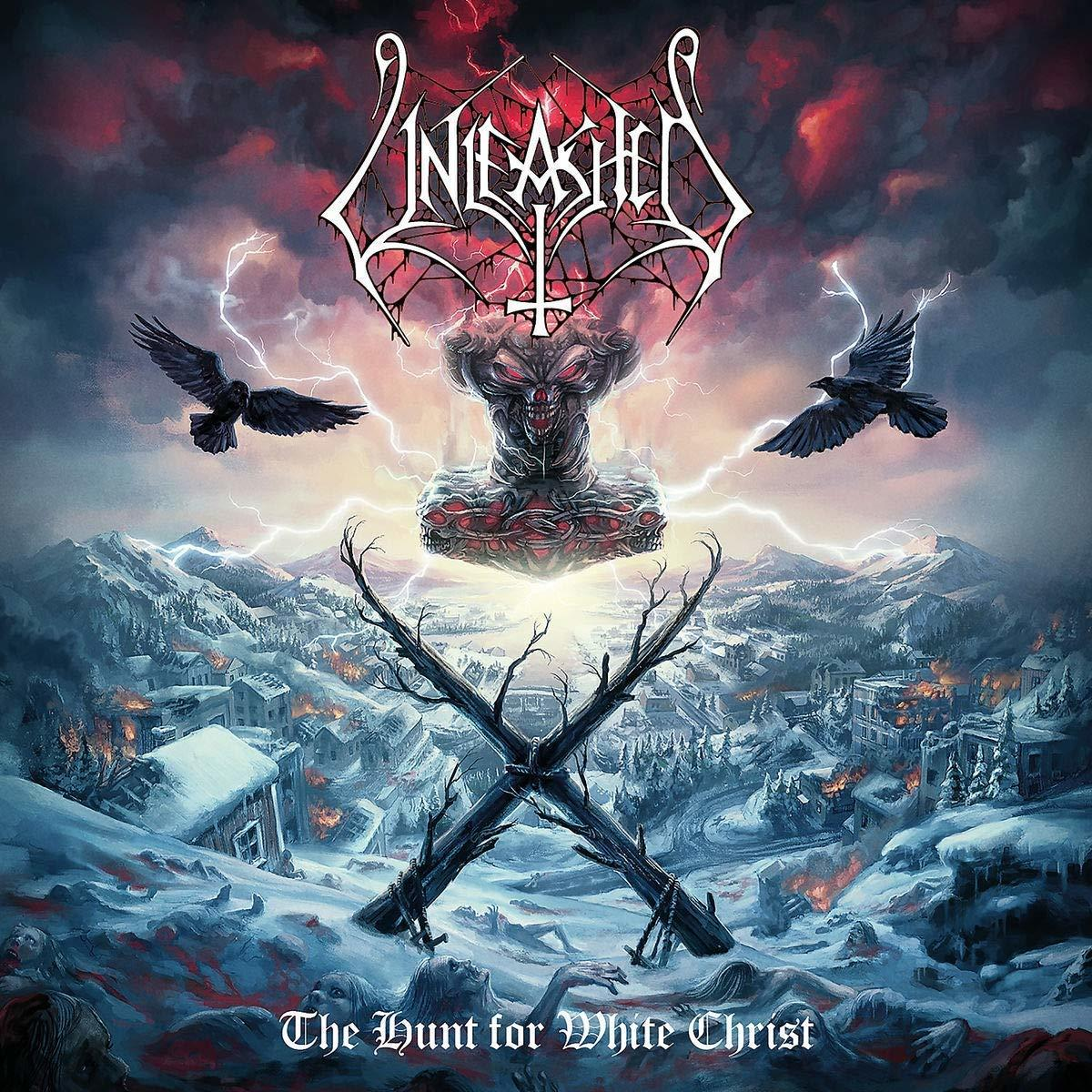 Az Unleashed metalbanda album borítója, lángoló égbolttal, hollókkal és fagyott tájjal.