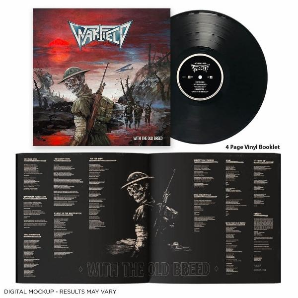 Album borítója katonával a háborús jelenetben, és vinil lemez jobbra.
