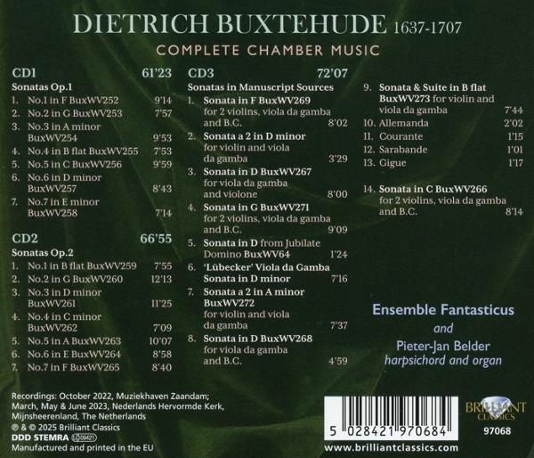 CD-Cover: Text auf weißem Hintergrund. Titelliste. Ensemble Fantasticus und Pieter-Jan Belder unten.