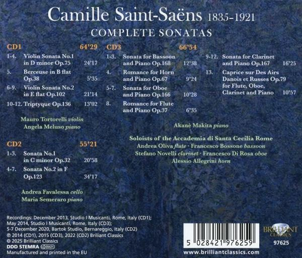 Rückseite einer CD mit Text, einschließlich Titellisten und Credits, weißer Hintergrund.