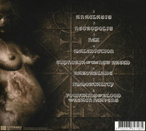 Album-Rückseite mit Trackliste und einem weiblichen Torso in Sepia-Ton.