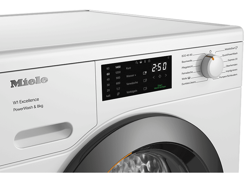MIELE WEB365 WPS PWash&8kg W1 Chrome Edition Waschmaschine (8 kg, 1400 U/Min., A, Flusenfilter, Fremdkörperfilter)