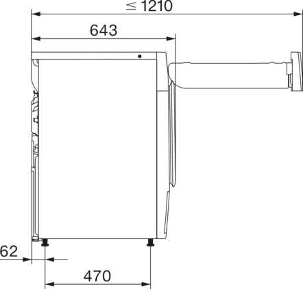 Schwarz-Weiß-Diagramm eines rechteckigen Objekts mit Abmessungen und Linien.