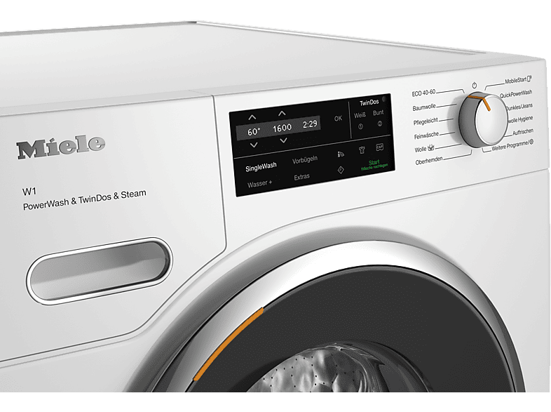 MIELE WWJ880 WPS PWash&TDos&Steam W1 White Edition Waschmaschine (9 kg, 1600 U/Min., A, Flusenfilter, Fremdkörperfilter)
