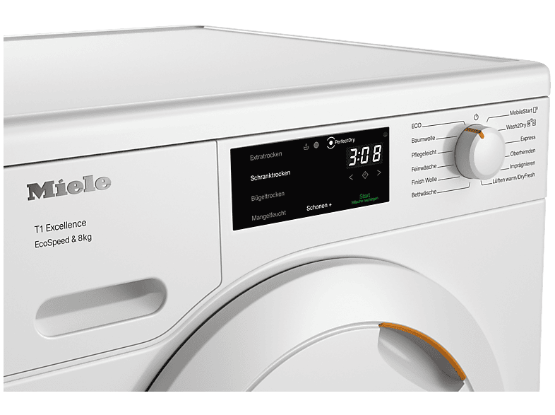 MIELE TEB645WP EcoSpeed&8kg Wärmepumpentrockner T1 Chrome Edition (8 kg, Lotosweiß)