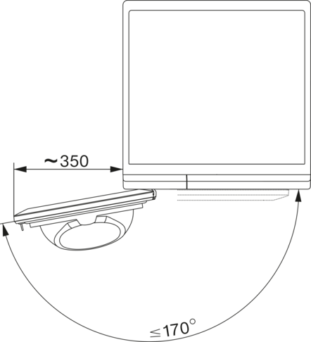 Diagramm eines Bildschirms und eines Lichts. Zeigt den Bereich des Lichts.