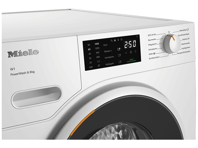 MIELE WWB360 WPS PWash&8kg W1 White Edition Waschmaschine (8 kg, 1400 U/Min., A, Flusenfilter, Fremdkörperfilter)