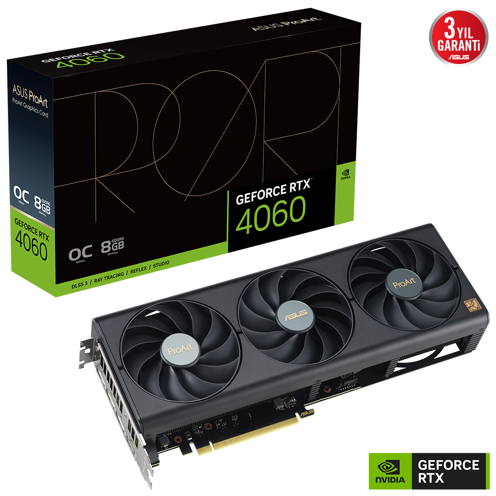 ASUS Proart RTX4060 O8G 8GB GDDR6 128bit OC 2580MHz Ekran Kartı