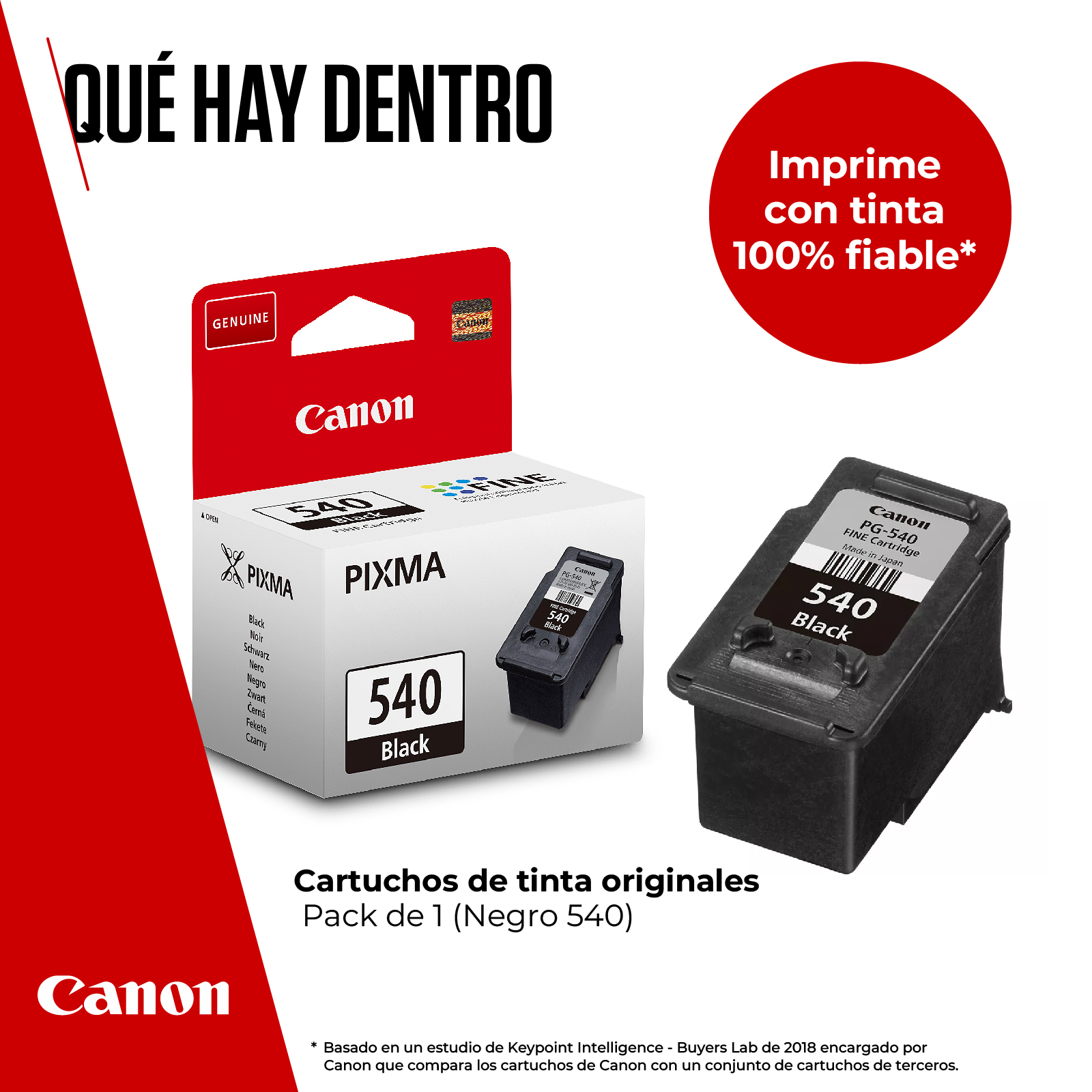 Cartuchos de tinta para impresora Canon con embalaje. Los cartuchos son negros y están etiquetados como '540 Black'.