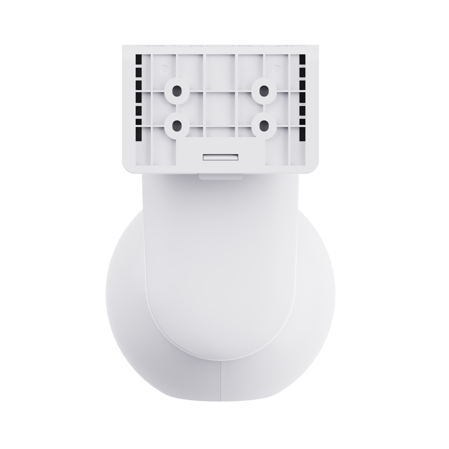 Een witte beugel met montagegaten tegen een zwarte achtergrond.