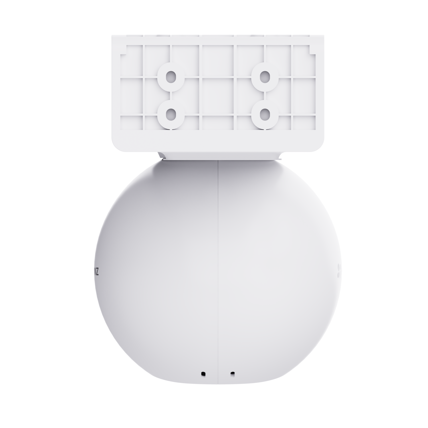 Witte ronde camera met een montagebeugel.