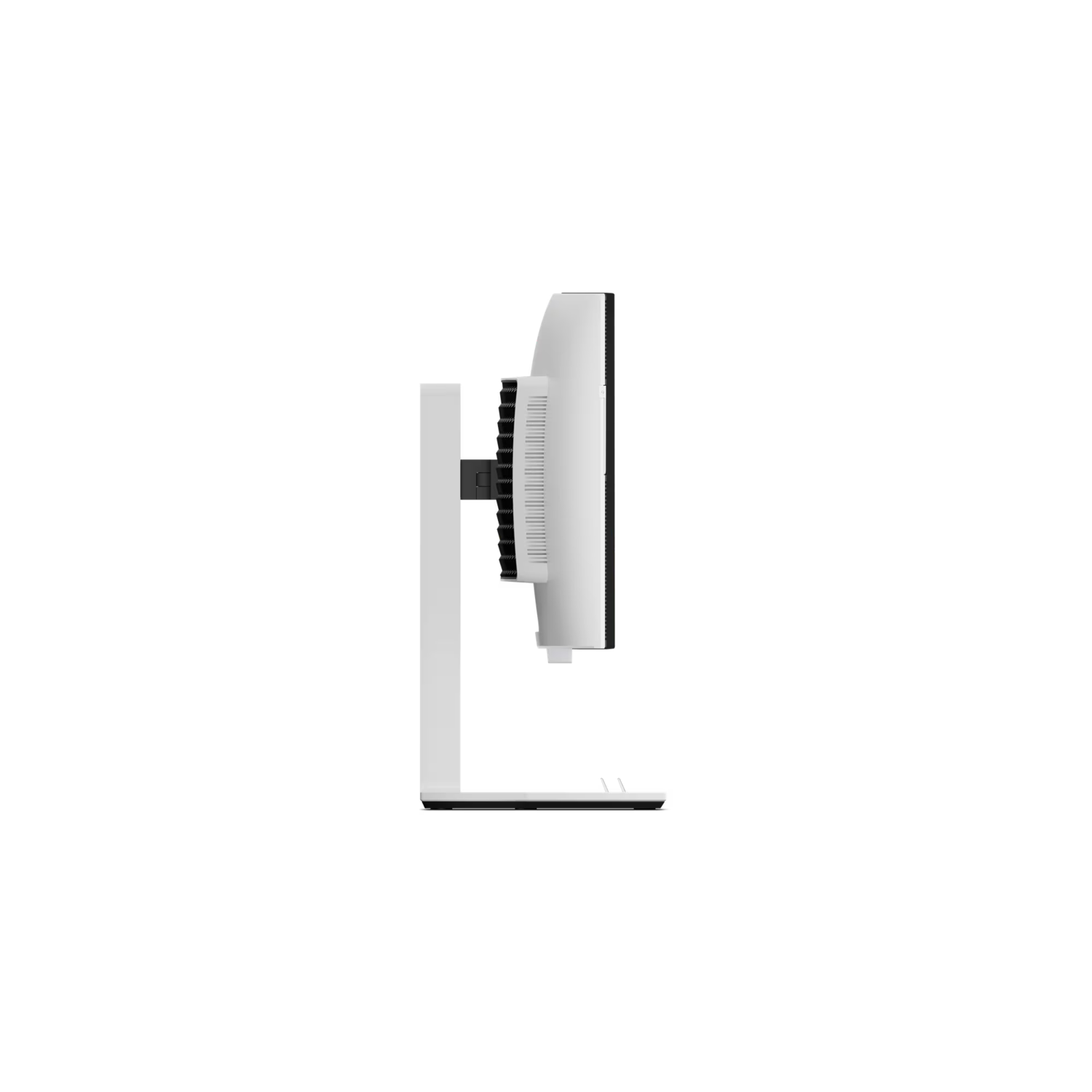 Witte computermonitor, profiel, zwarte achtergrond.