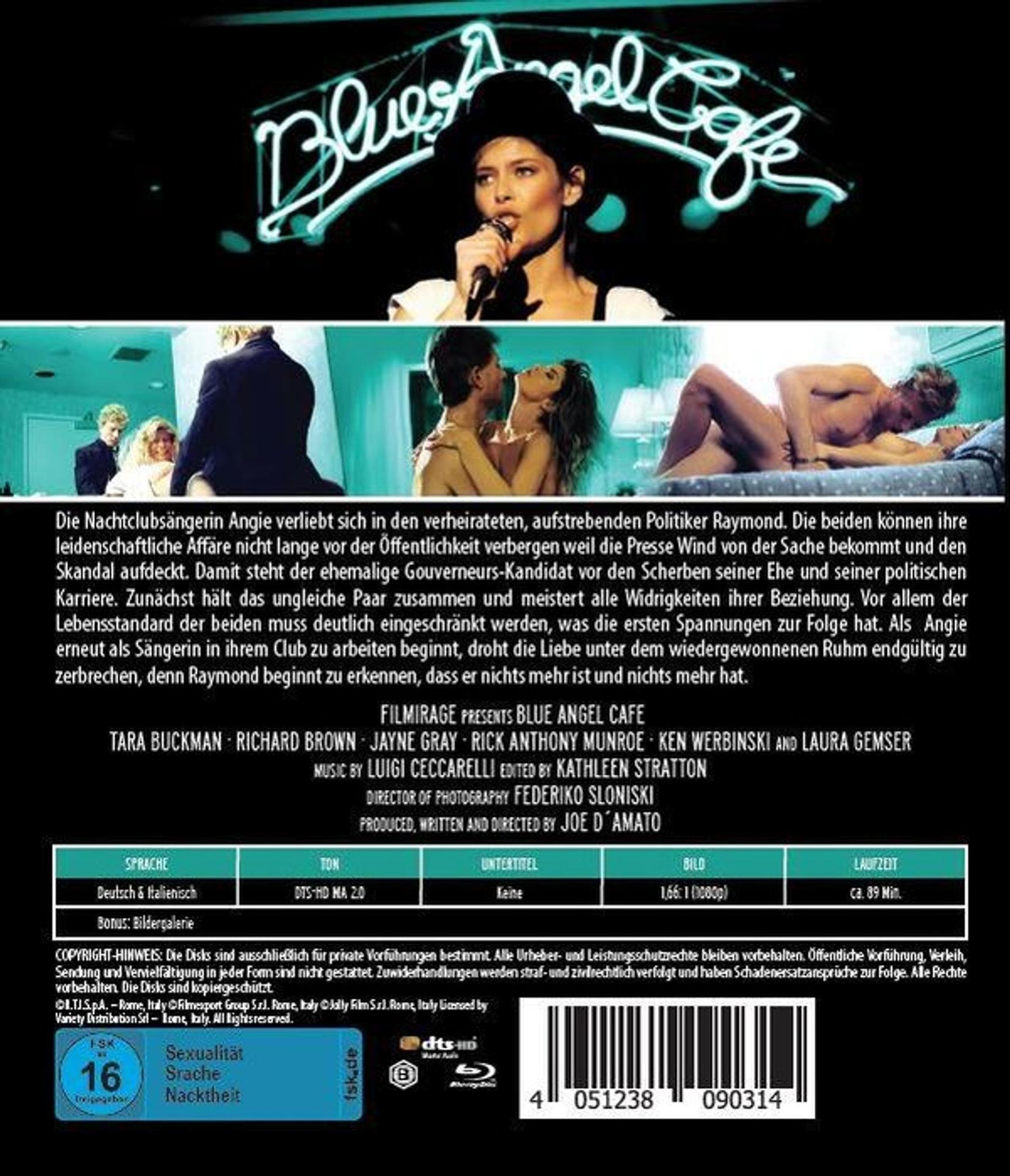 Filmposter für 'Blue Angel Cafe' mit einer singenden Frau.