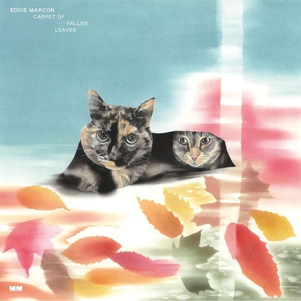 Albumcover: Zwei Katzen zwischen Herbstblättern, Text 'Carpet of Fallen Leaves', Künstler Eddie Marcon.