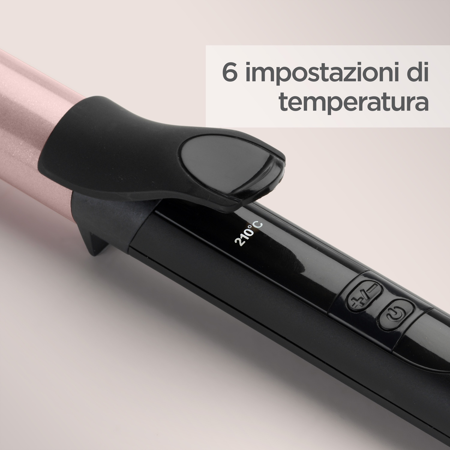 Arricciacapelli, oro rosa e nero, display 210°C.