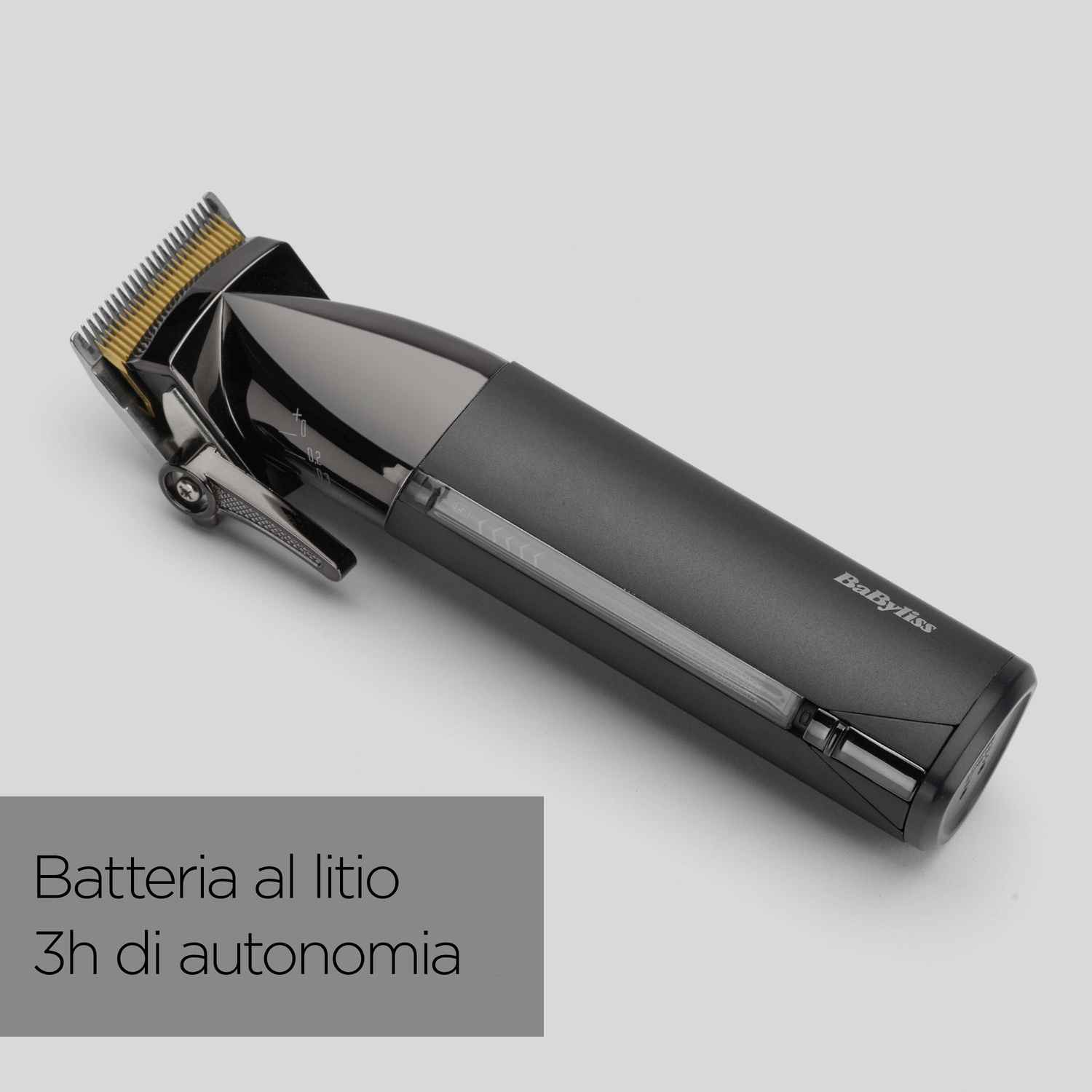 Tagliacapelli Babyliss nero con batteria al litio e 3 ore di autonomia.