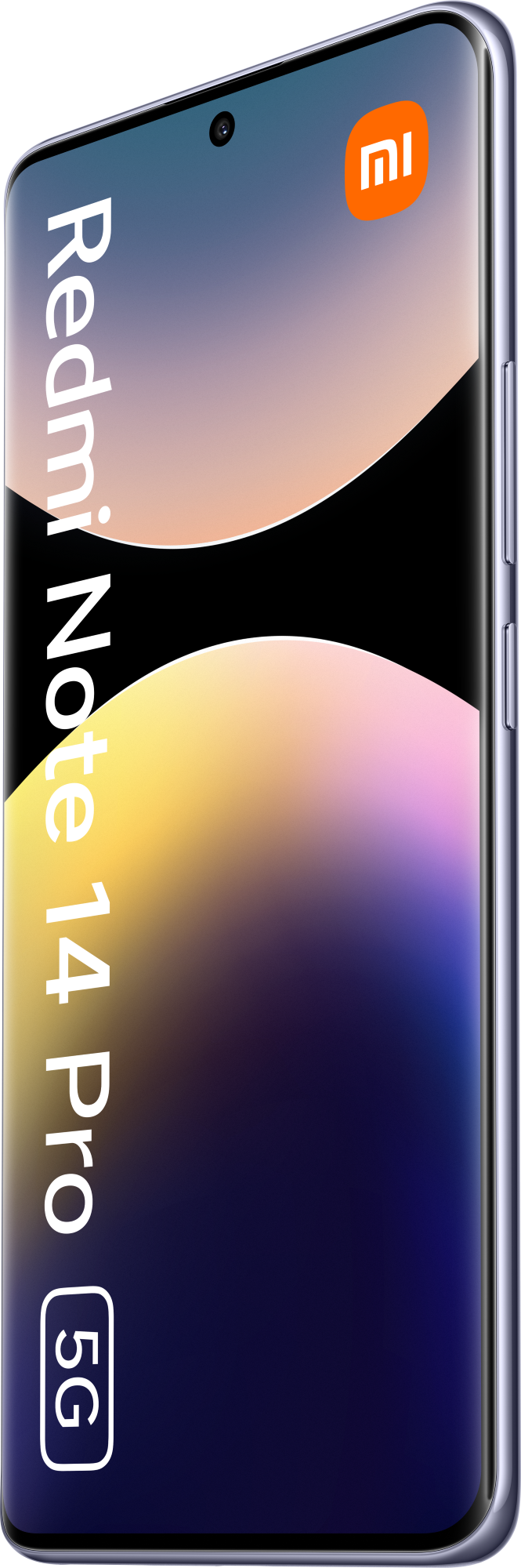 Smartfon, Redmi Note 14 Pro 5G, z gradientowym tłem.