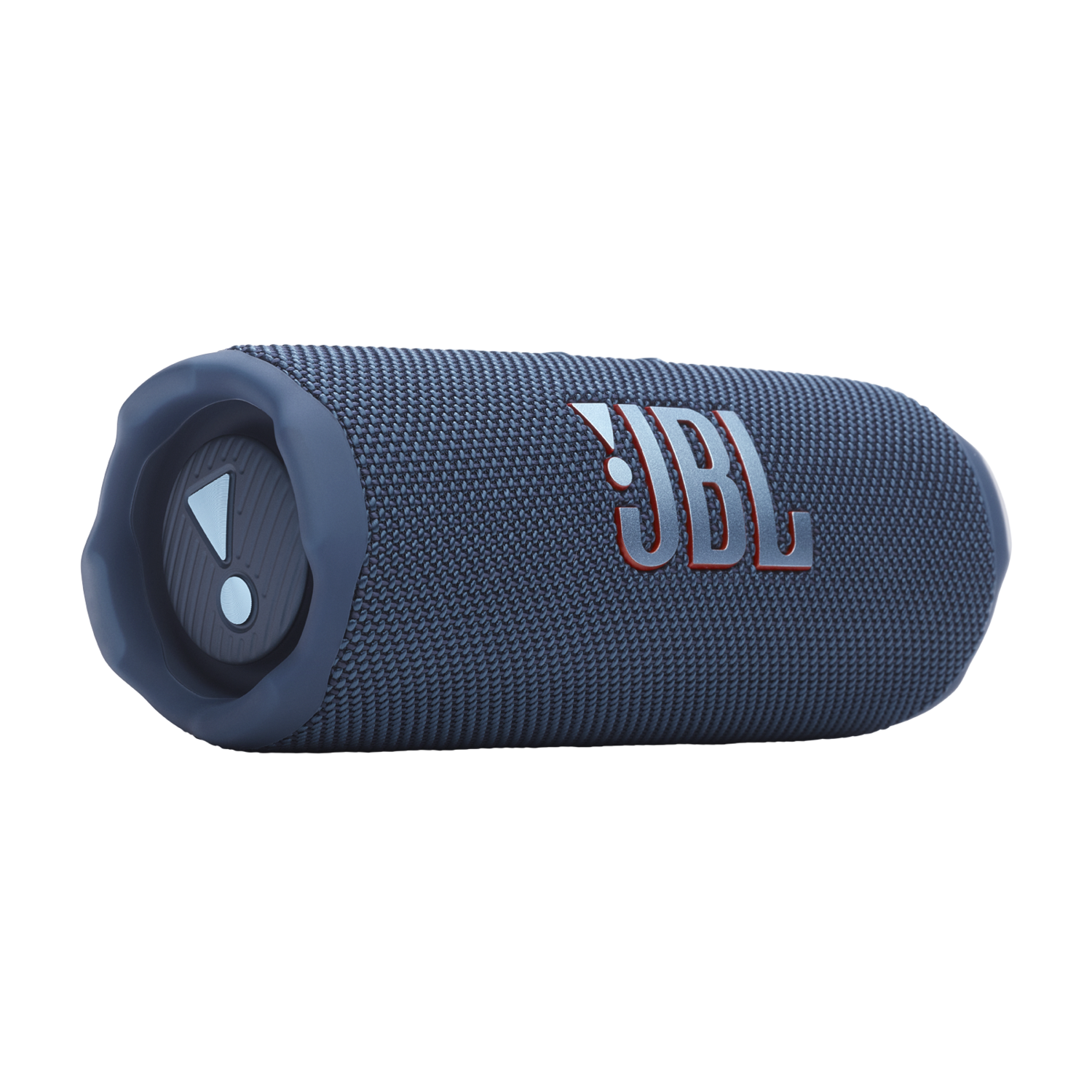 Blue JBL speaker with white JBL logo on black.