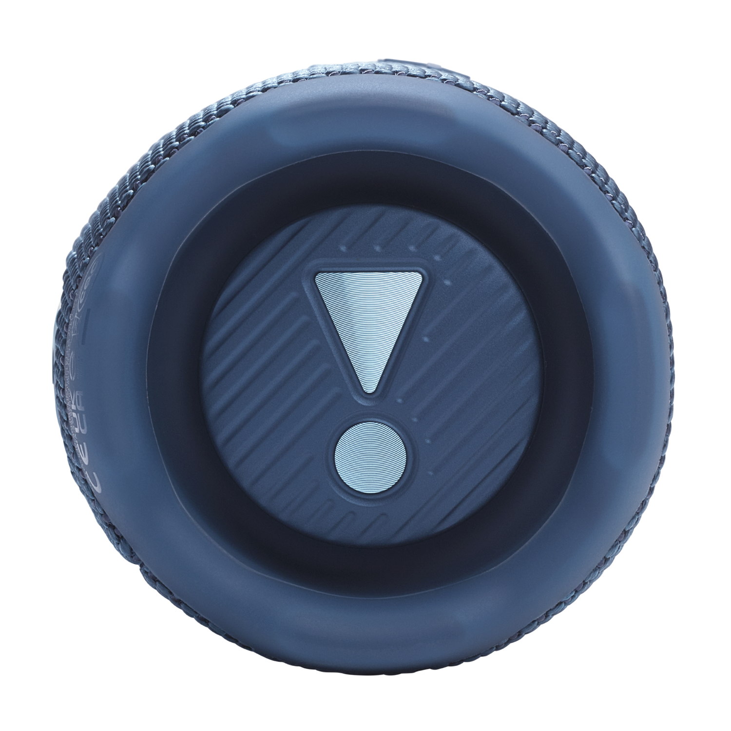 Blue speaker end, exclamation mark detail, black background.