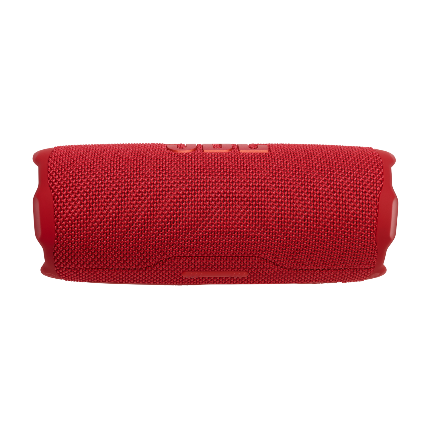 Rode JBL-luidspreker met een getextureerd oppervlak en afgeronde randen.
