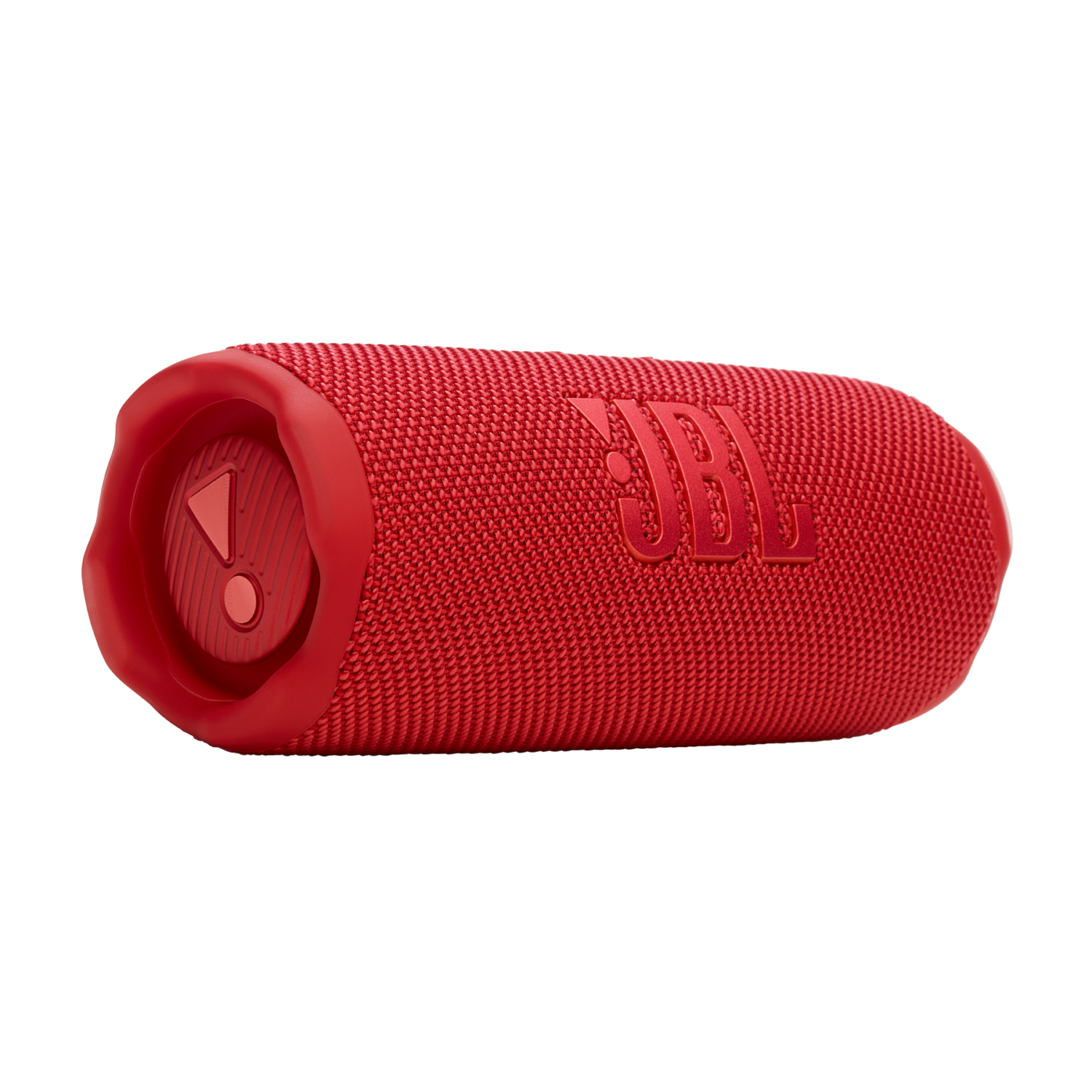 Rode JBL-luidspreker. Het JBL-logo is duidelijk zichtbaar. Zwarte achtergrond.