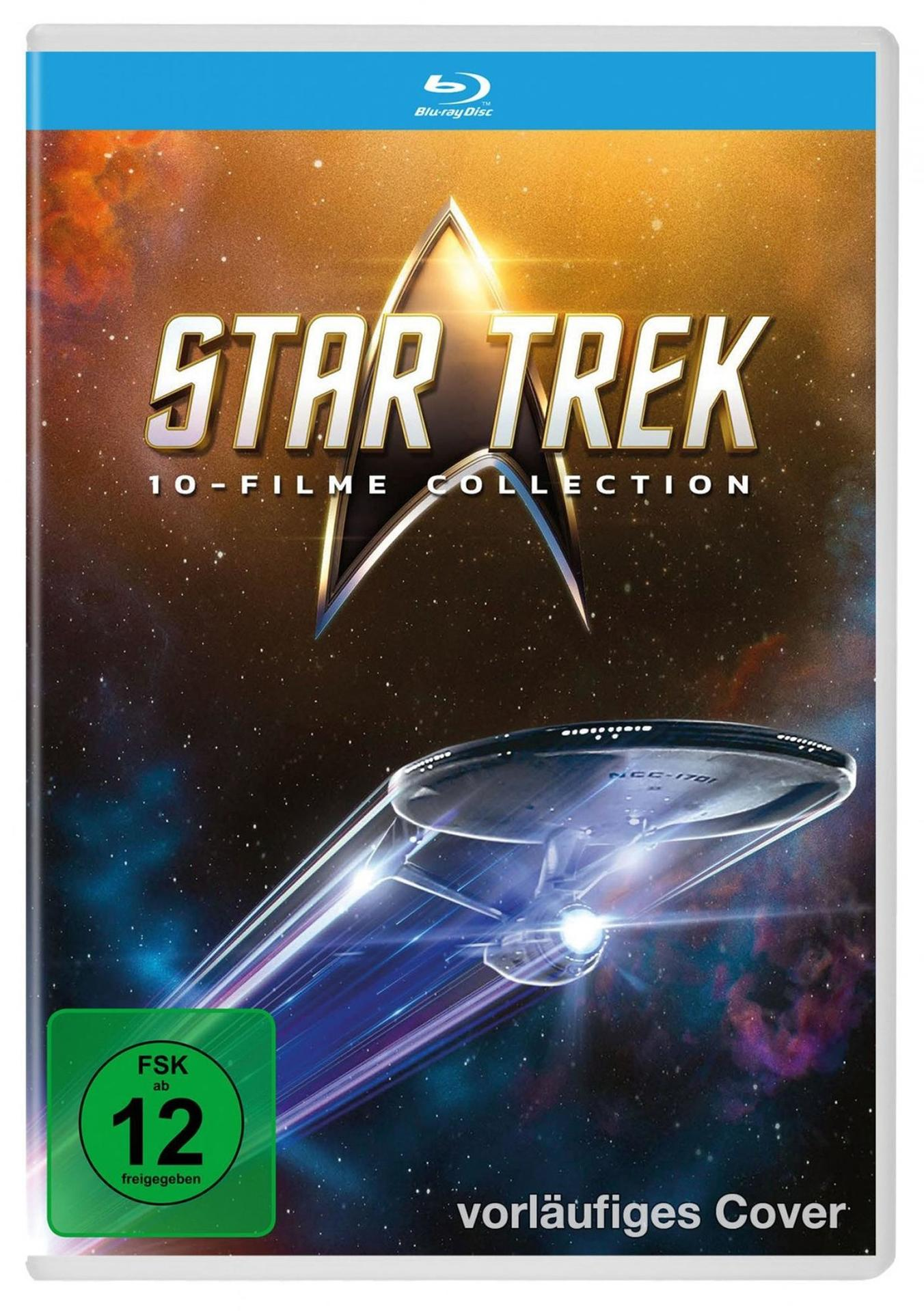 Blu-ray Disc Hülle für Star Trek 10-Filme Collection mit Raumschiff und Weltraumbildern.