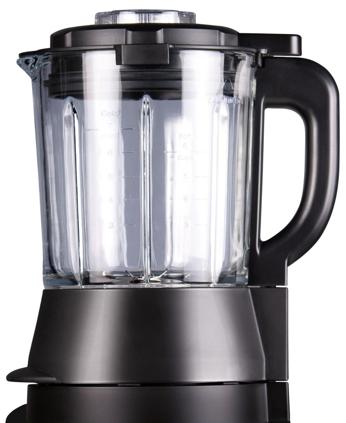 Czarny blender ze szklanym dzbanem.