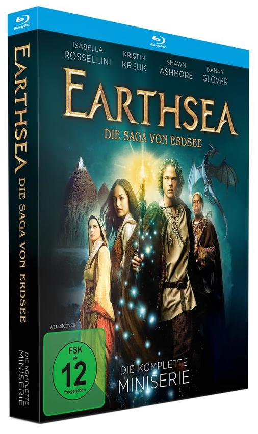 Blu-ray-Disc-Hülle für die Earthsea-Miniserie. Enthält Schauspieler und den Titel in großen Buchstaben.