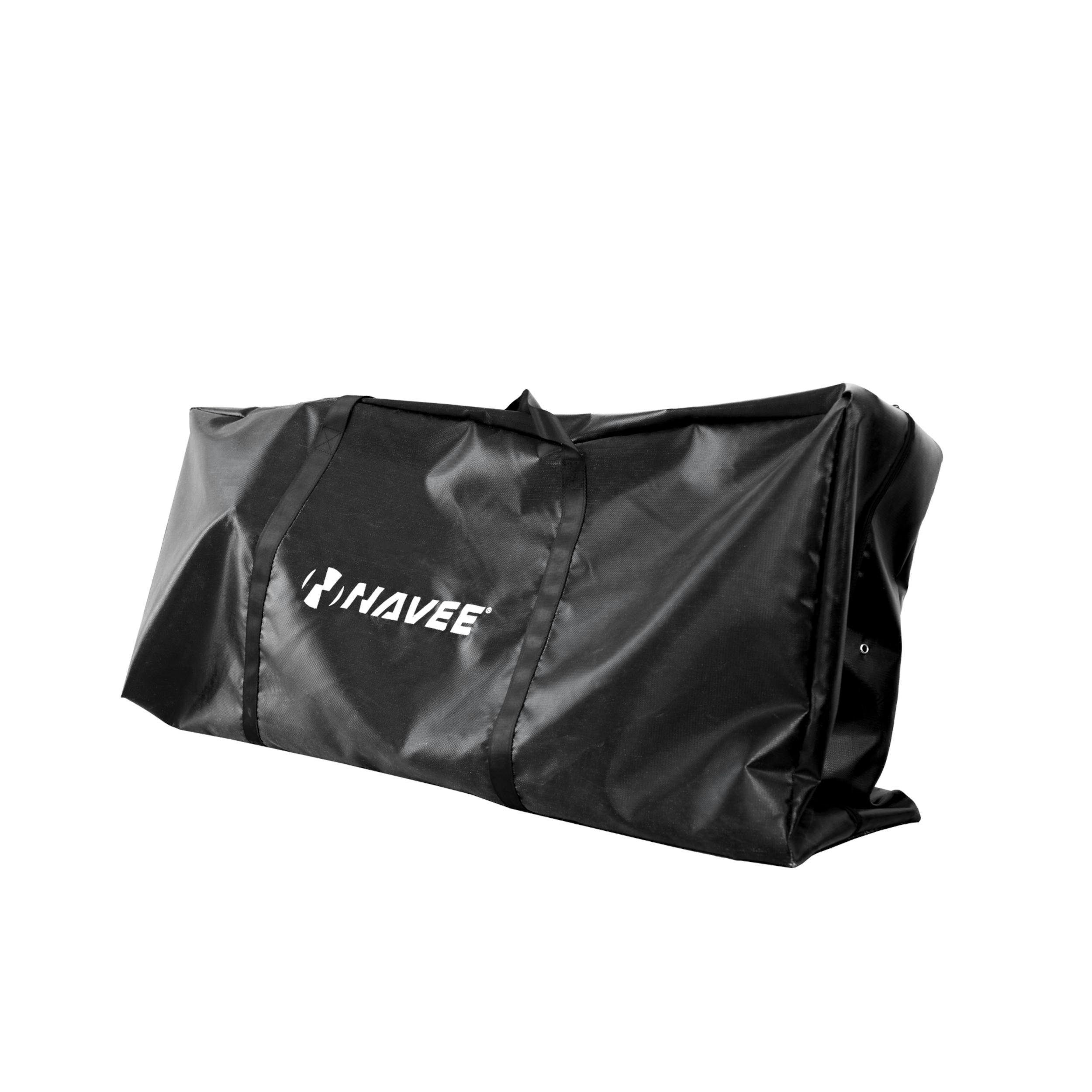 Schwarze Tasche mit weißem 'NAVEE'-Logo auf weißem Hintergrund.