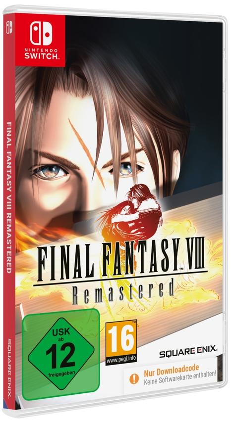 Nintendo Switch-Spielhülle für Final Fantasy VIII Remastered. Cover zeigt das Gesicht einer Figur.