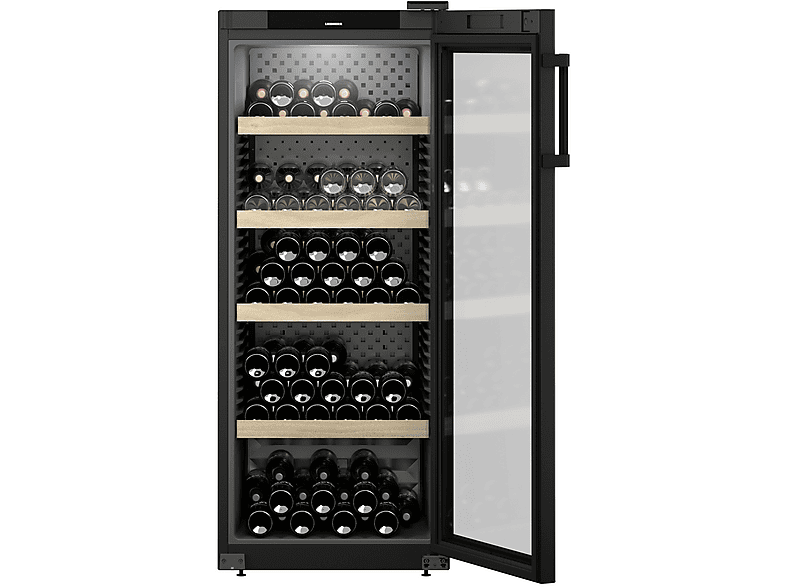 LIEBHERR WPbl 4601 001 20 CANTINETTA, 166 bottiglie, 5 ripiani, dimensoni: L 59,7 cm, A 148,4 P 76,3 temperatura massima °C, minima Nero/Vetro, classe F
