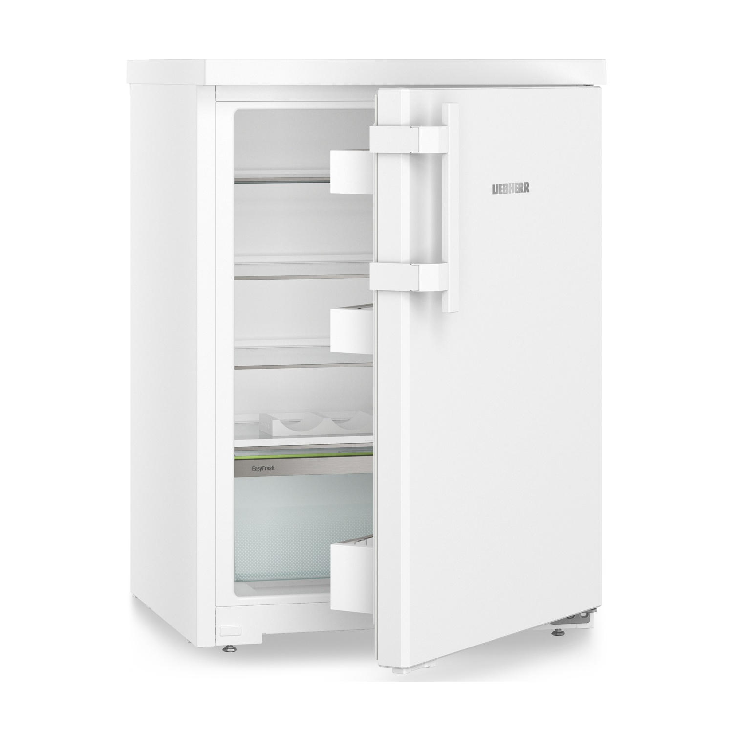 Frigorifero bianco con porta aperta.