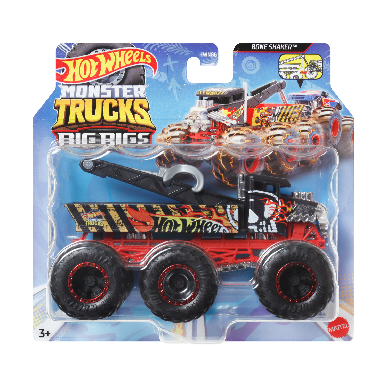 Giocattolo Hot Wheels Monster Trucks nella confezione.