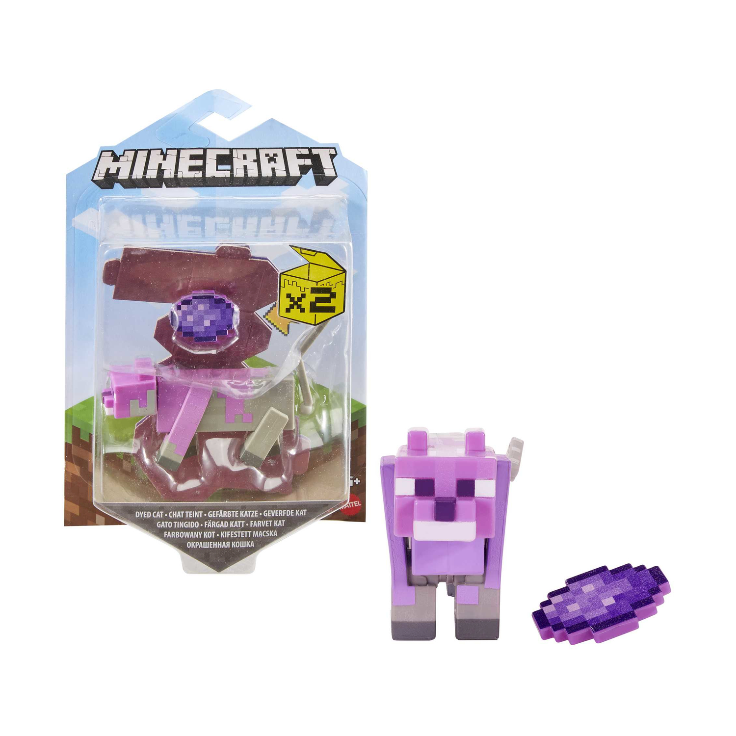 Set di giocattoli di Minecraft con creature viola.